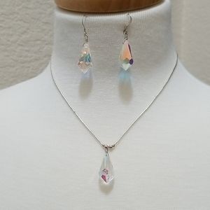 Aurora crystal necklace and earrings